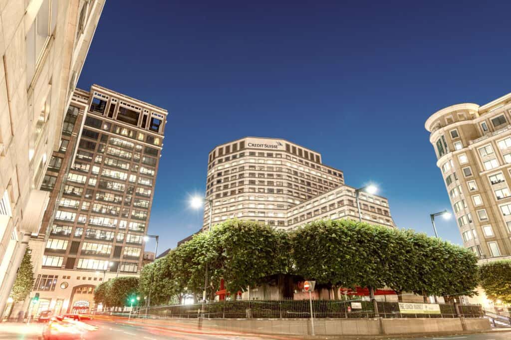 Canary Wharf at night